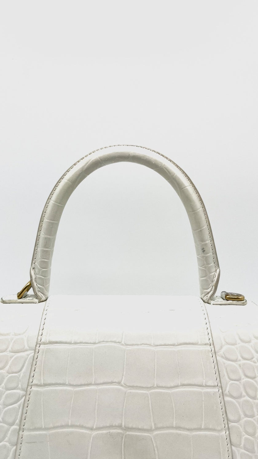 Preowned. Balenciaga Hourglass Croc White GHW|14590