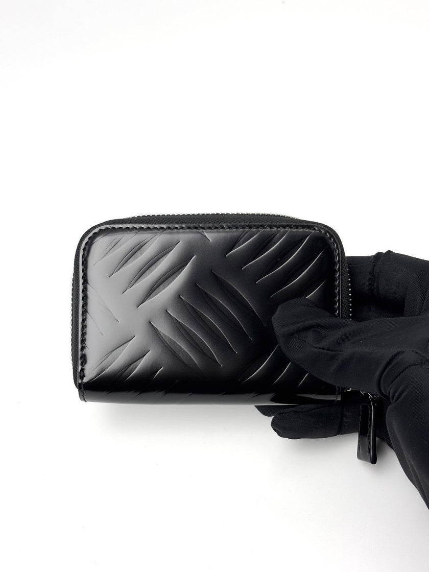 Brand New. Prada Zip Card Holder Black Calfskin|7219