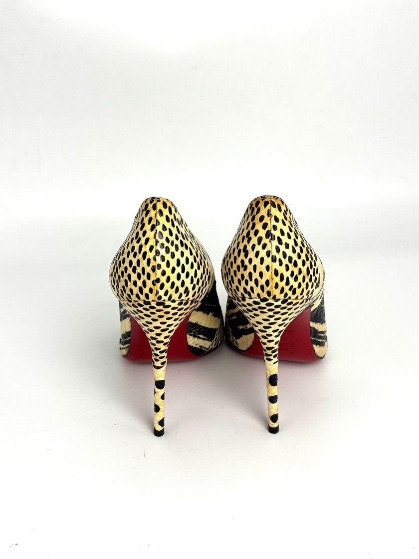 Preowned. Louboutin Heel Snake/Phyton. 37|11036