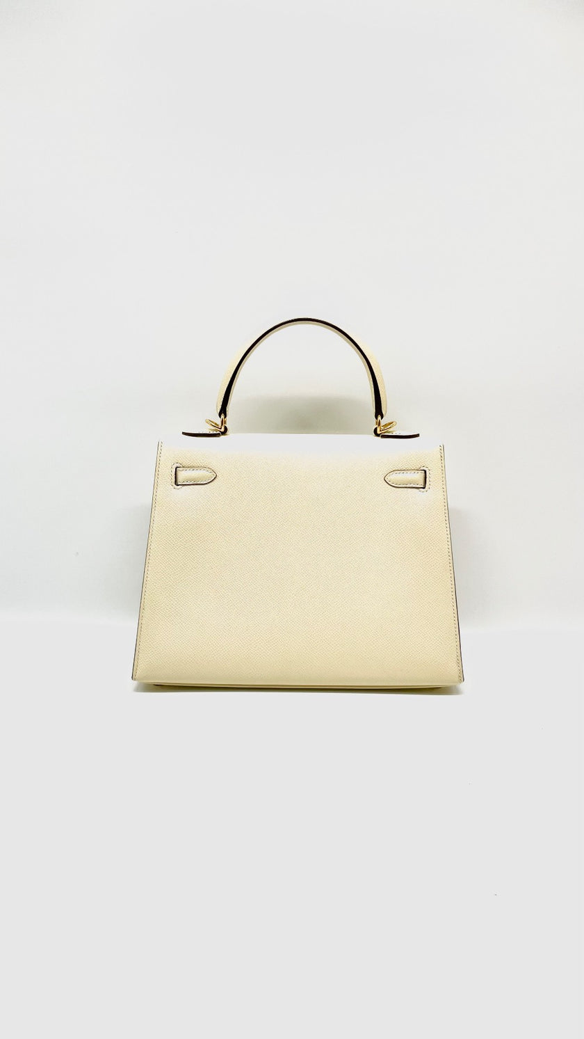 Like New. Hermes Kelly 25 Nata Epsom Sellier GHW. UAP088SN|14896