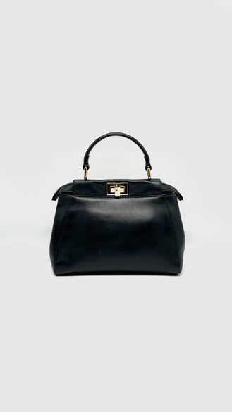 Preowned. Fendi Peekaboo Mini Black Nappa Leather Ghw. 8BN244|11978