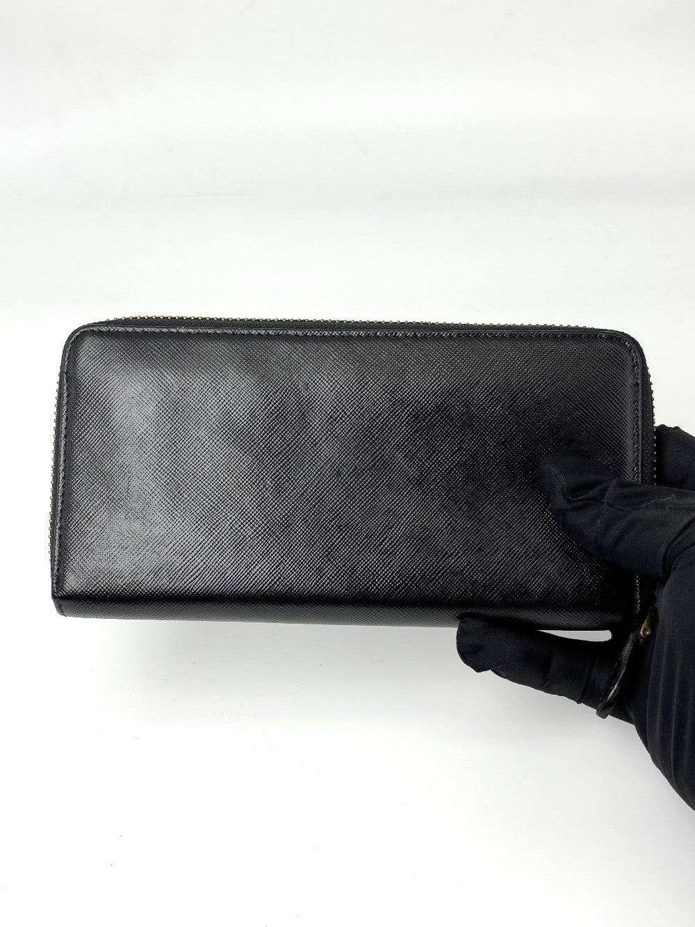 Preowned. Prada Zip Long Wallet Black|7016