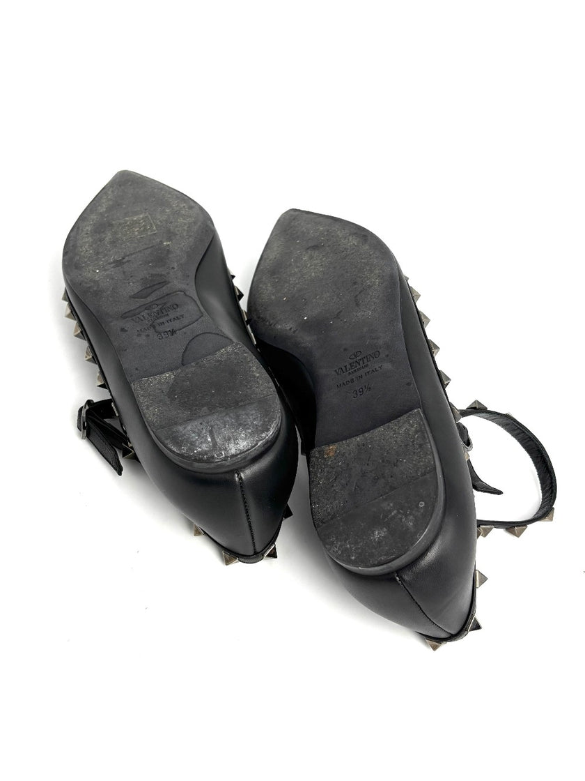 Preowned. Valentino Cage Flats Black. 39.5|12655