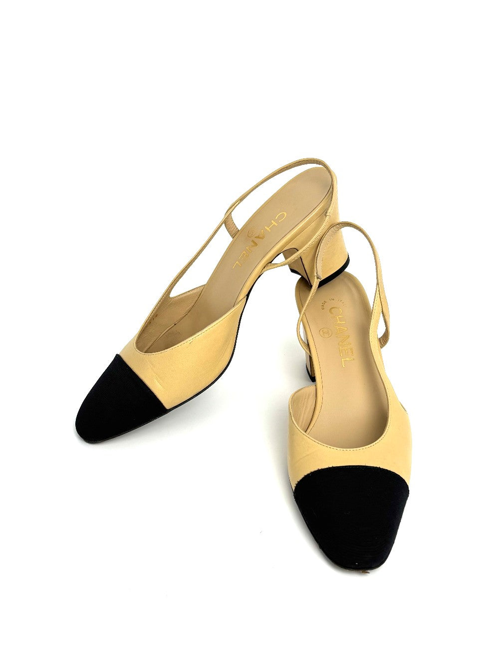 [SALE] Preowned. Chanel Sling Back Beige. 39|11109