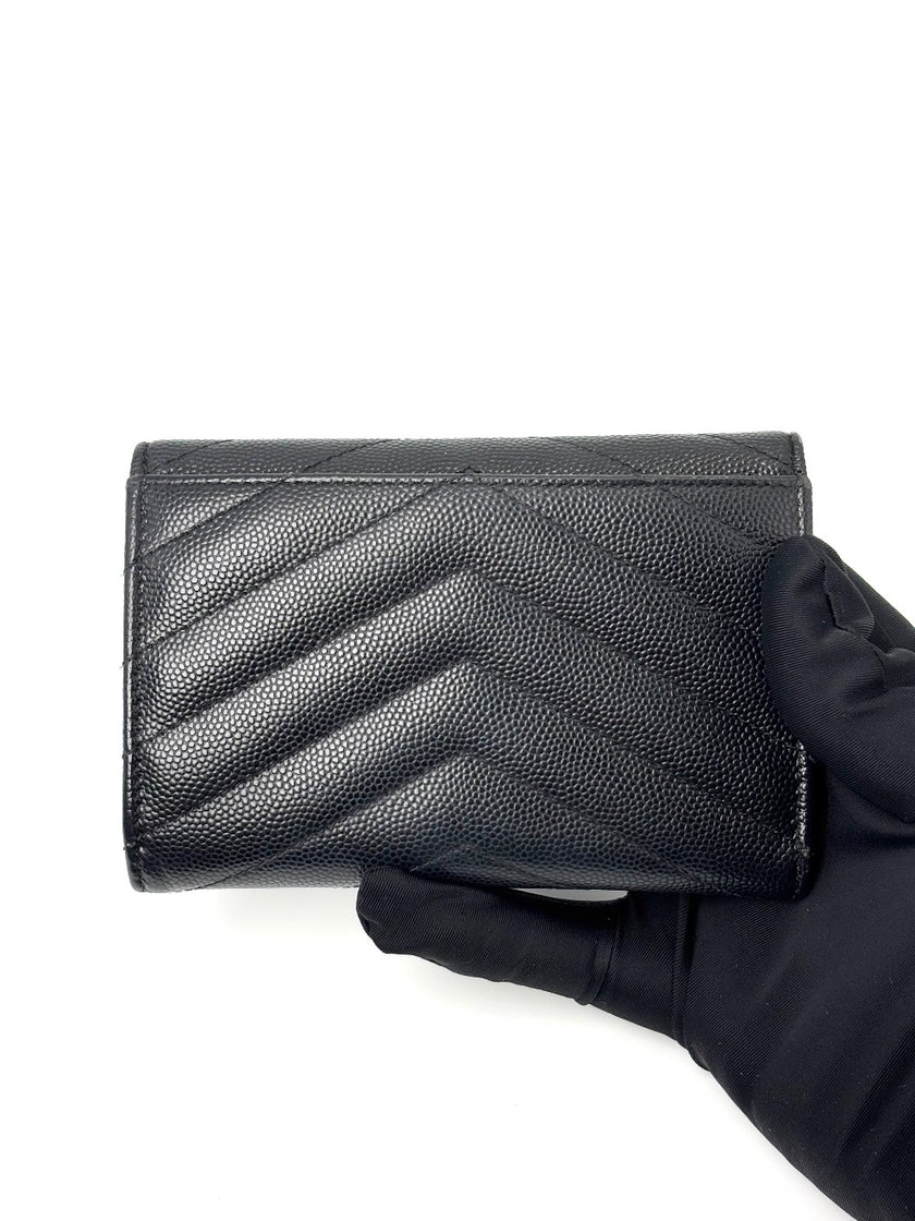 Preowned. YSL Compact Wallet Black|7130