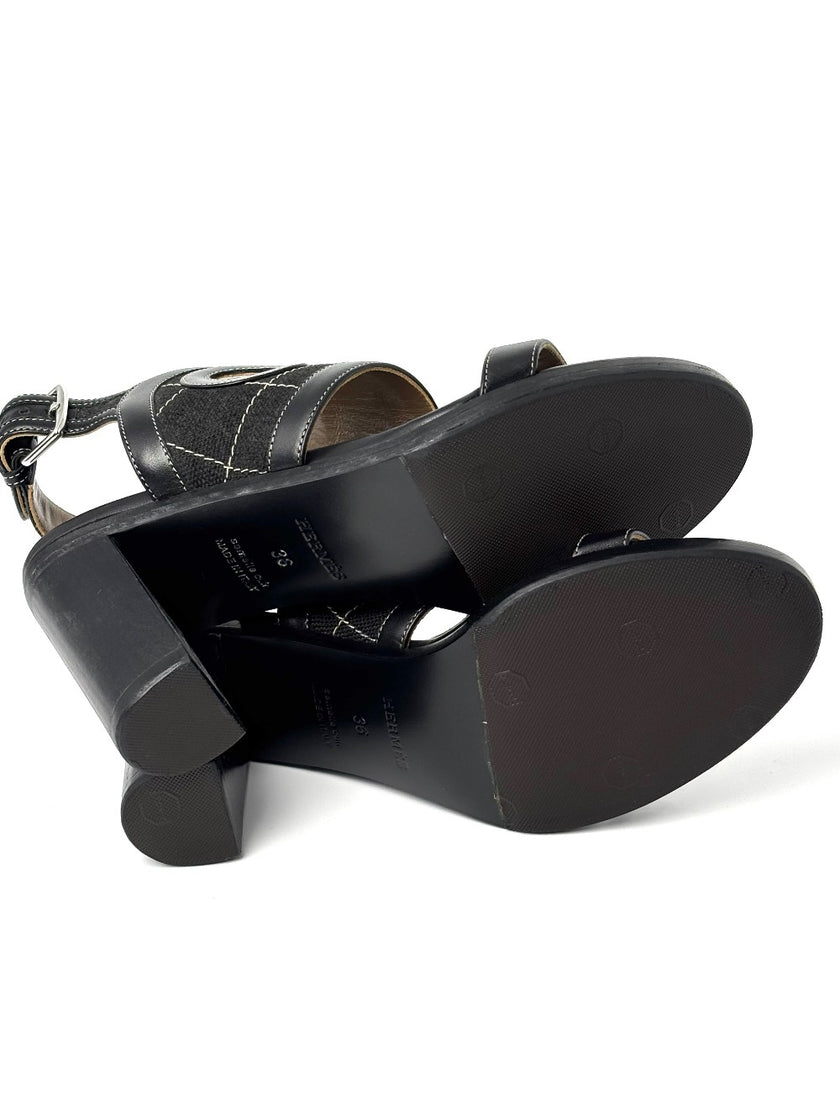 Preowned. Hermes Rita Heels Black. 36|8983