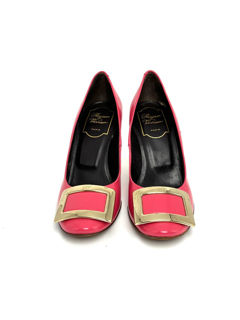 Preowned. Roger Vivier Low Heel Patent Pink. 35|10638