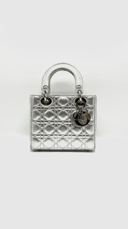 Preowned. Lady Dior Small Silver SHW. 29MA1108|16137
