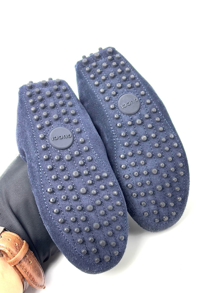 Preowned. Gucci Blue Baby Loafers. 26|7647