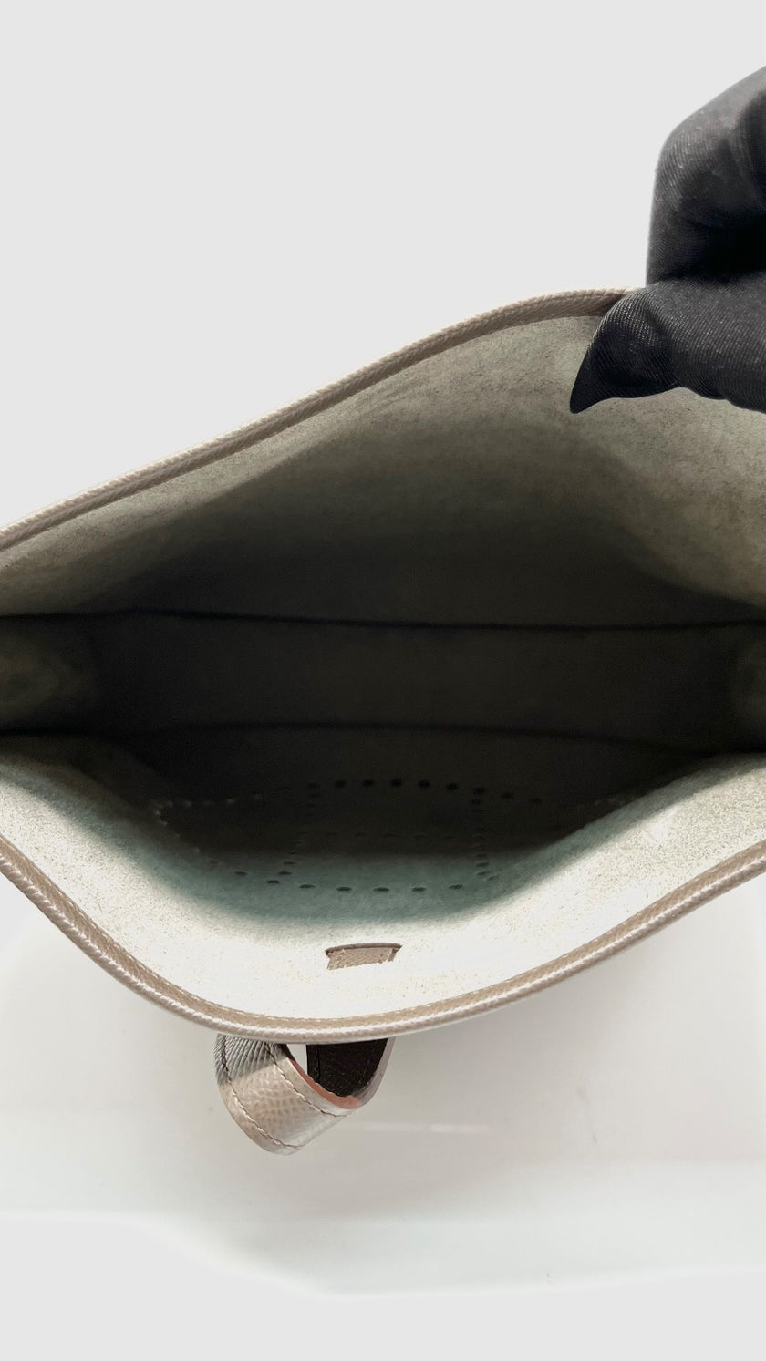 Preowned. Hermes Evelyne PM Etain Epsom PHW. JQ99|11649
