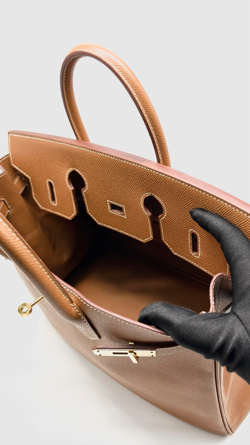 Preowned. Hermes Birkin Hac 32 Gold Epsom GHW. P26M|14035