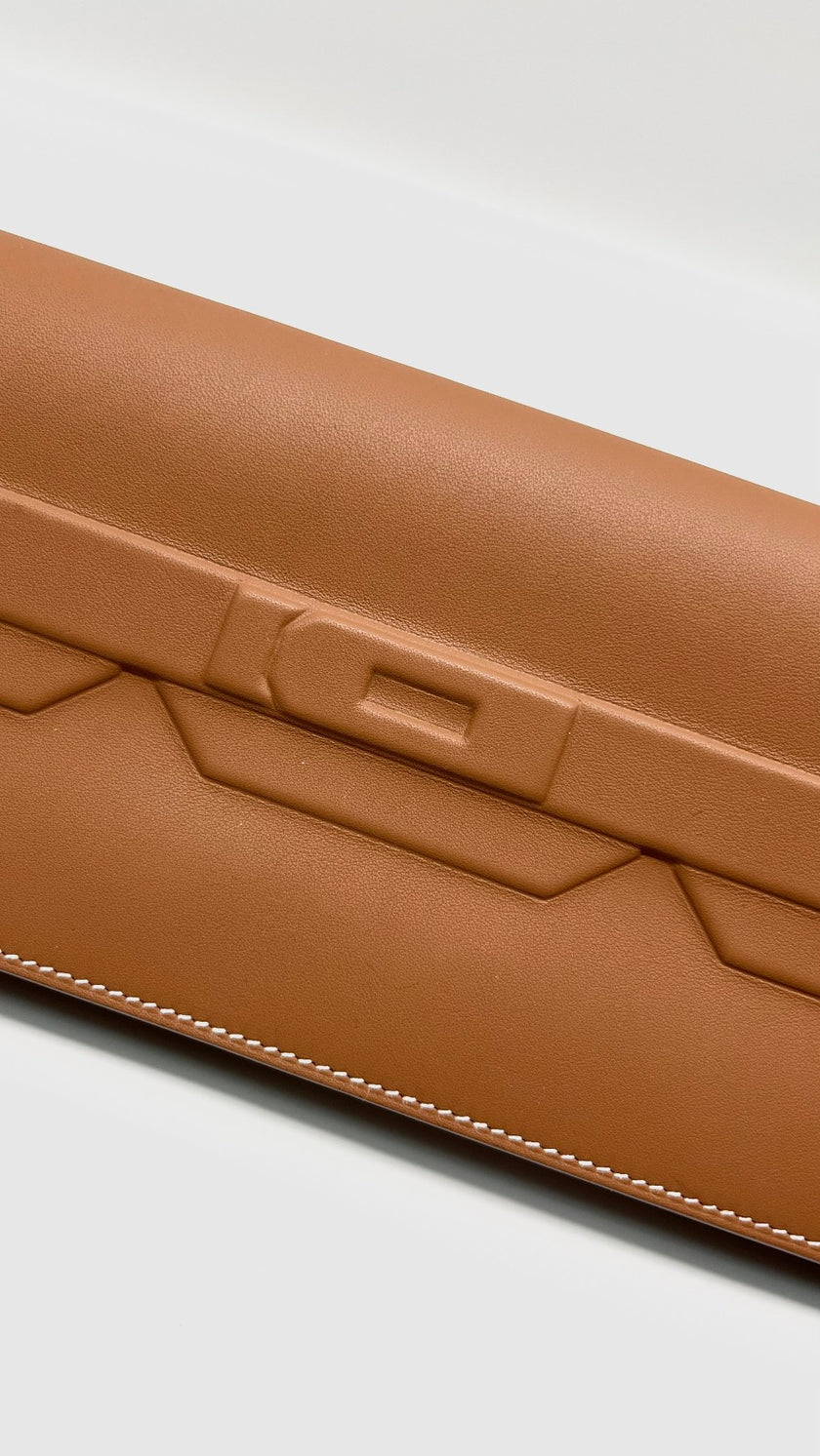 Brand New. Hermes Shadow Birkin Clutch Gold Swift. BST343FF|13031