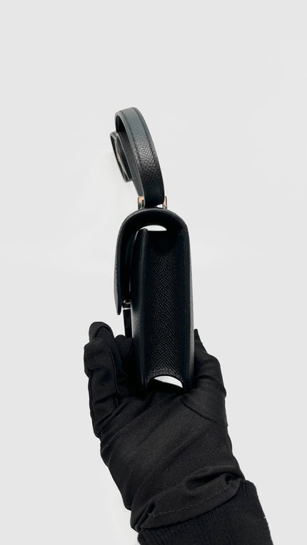 Brand New. Hermes Constance Elan Black Epsom PHW. KMS203BU|14798