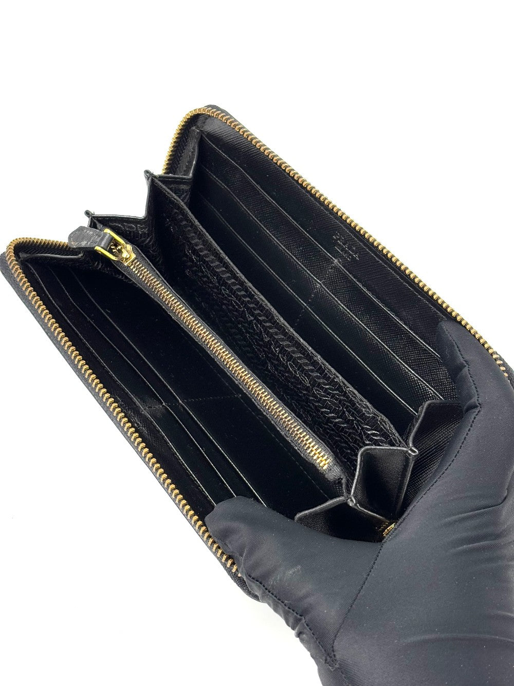 Preowned. Prada Zip Long Wallet Black|7020