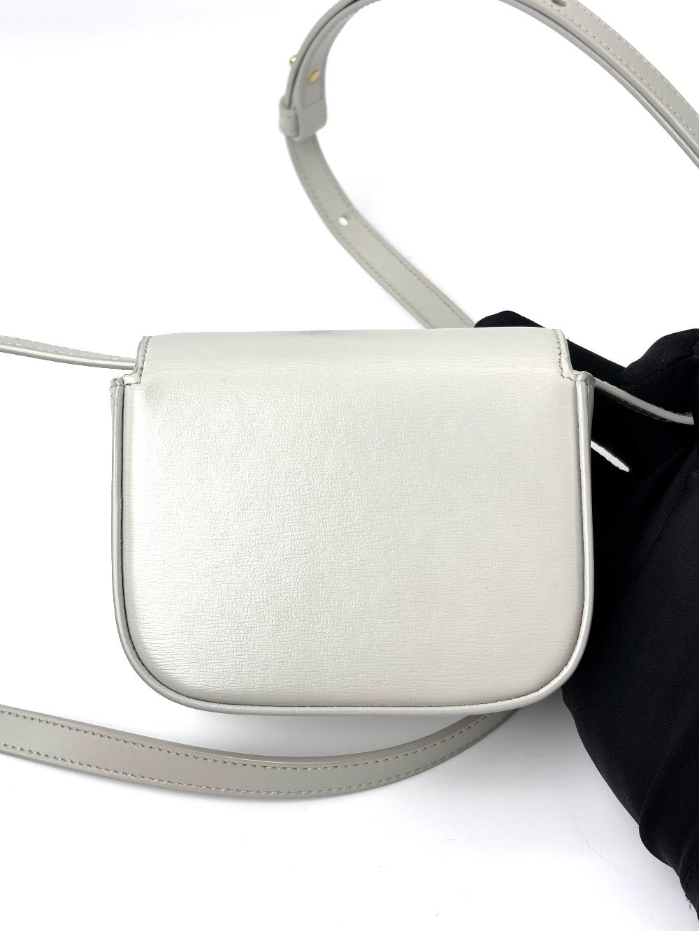 Like New. Celine Claude Mini Triomphe White|6582
