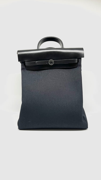 Like New. Hermes Herbag Ado Backpack Black PHW. ZTS006AU|9772