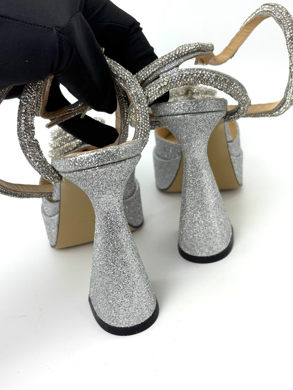 Brand New. Mach&Mach Heel Glitter Silver. 35.5|7413