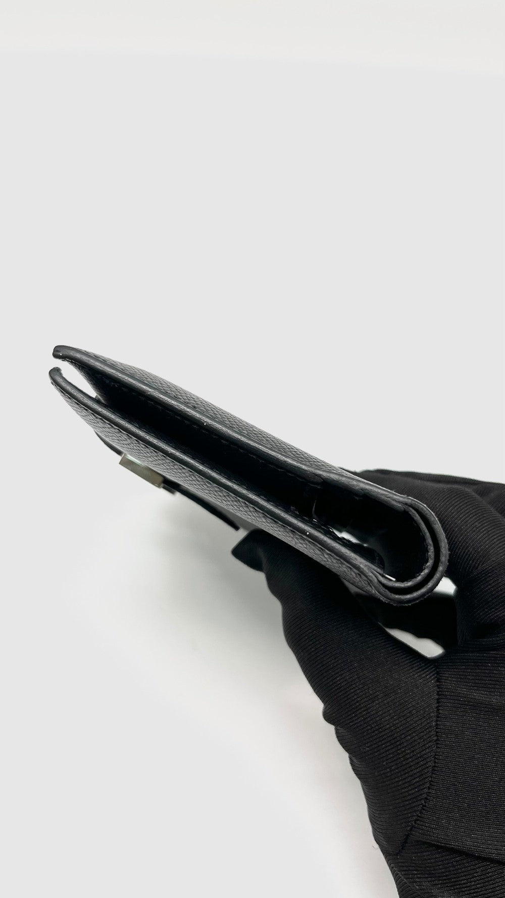 Preowned. Hermes Bearn Compact Wallet Black PHW. DNN002NY|9925