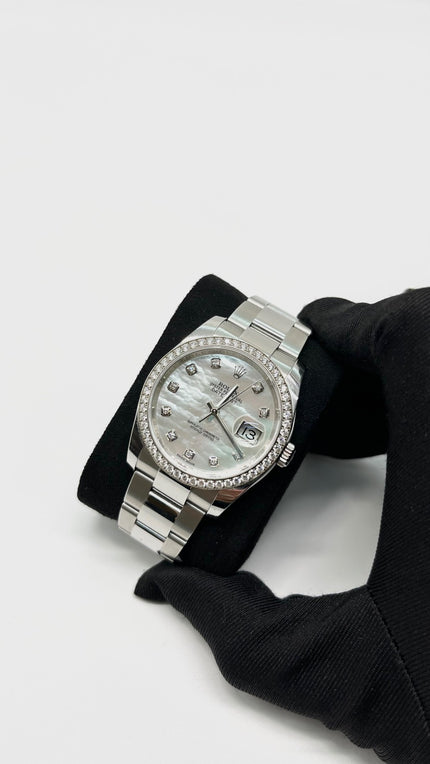 Preowned. Rolex DJ 36mm MOP Dial with Diamonds Steel Oyster Bracelet 12.5 Links 2015|14394