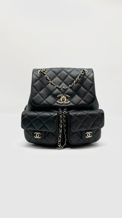 Like New. Chanel Duma Backpack Black Calfskin GHW. HL1N3P39|7727