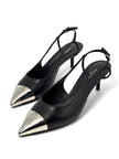 Unused. LV Slingback Kitten Heels Black. 36.5|8956