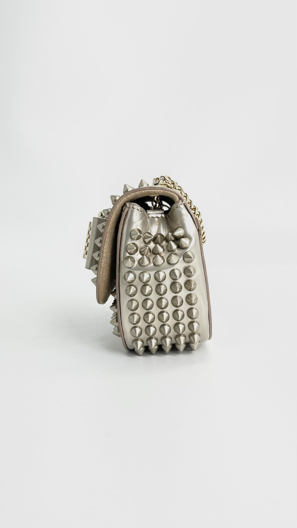 Preowned. Louboutin Spike Sweet Charity Mini Studded Silver|4511