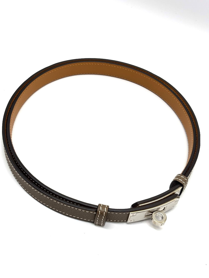 Brand New. Hermes Kelly Pocket Belt Etoupe PHW. UMI340IA|8889