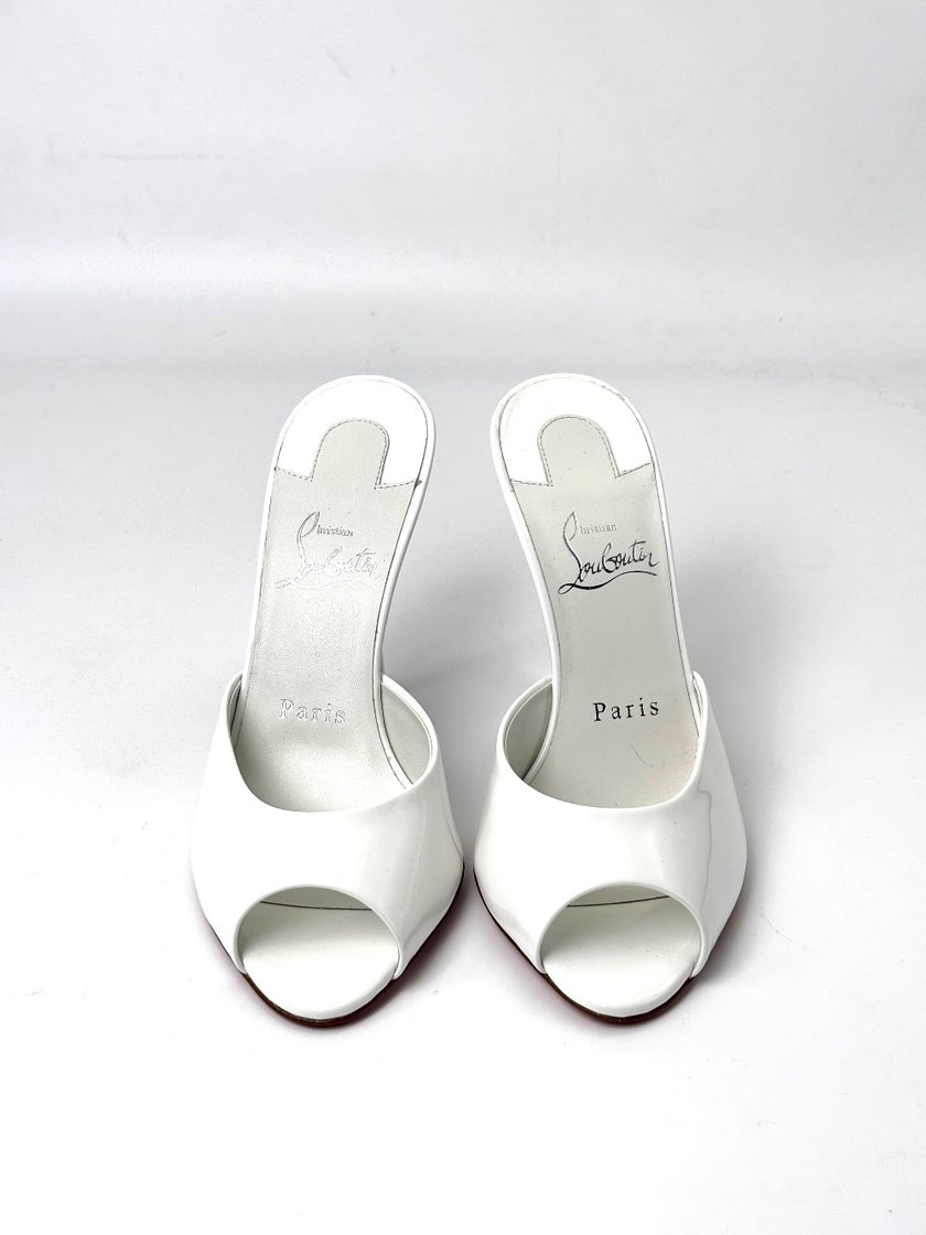 Brand New. Christian Louboutin Miss Z Mule White Patent. 36|7250