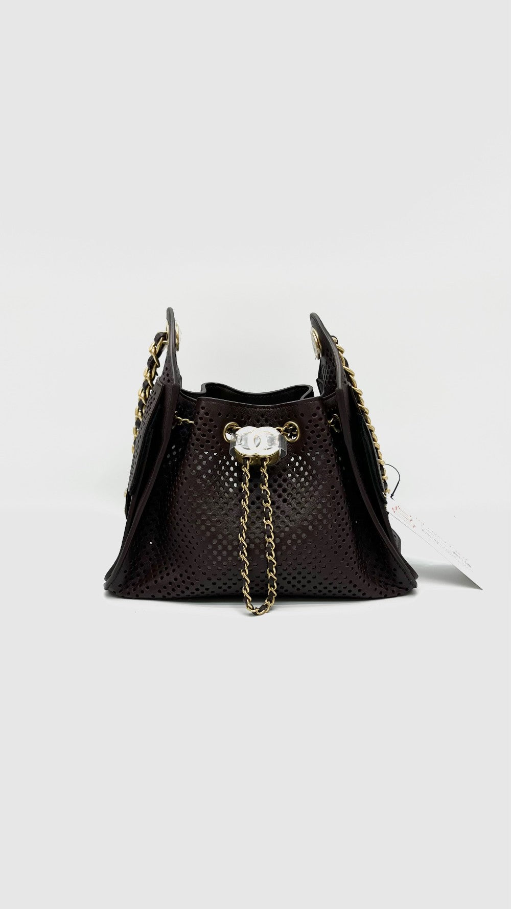 Brand New. Chanel C25 Mini Perforated Calfskin Dark Brown GHW. C81KGL11|16473