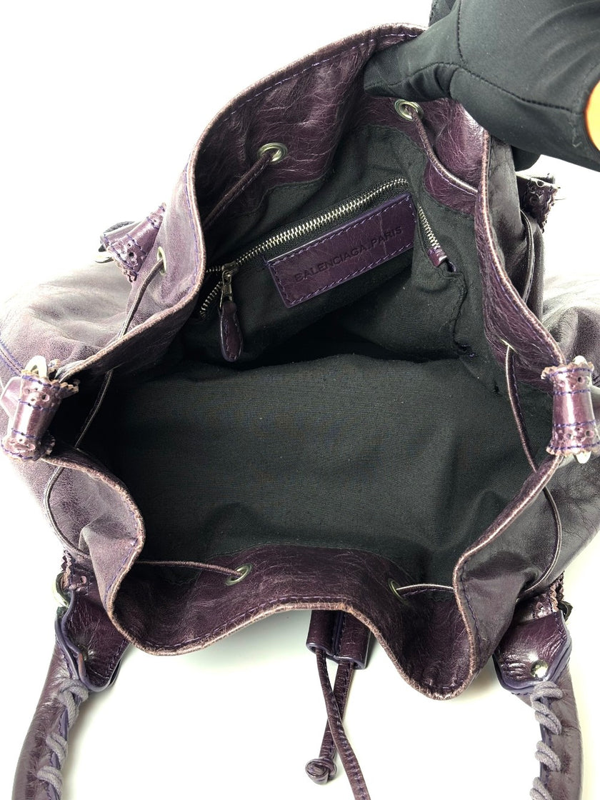 Preowned. Balenciaga Pompom Hobo Violet. 115748-3444|6420