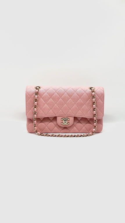 Like New. Chanel Medium Double Flap Caviar Iridescent Pink GHW. 27969345|12226