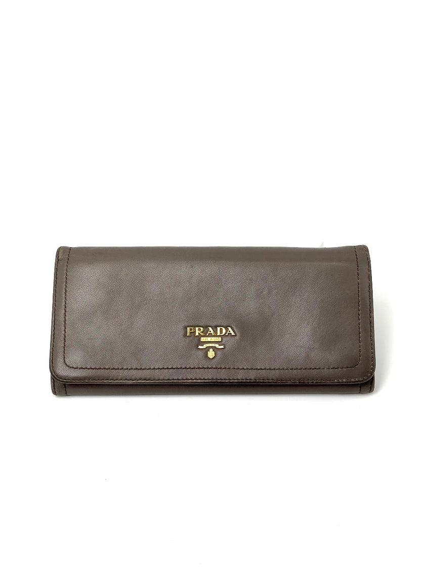 Preowned. Prada Long Wallet Gray|7005