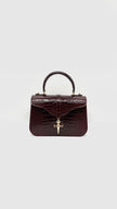 Unused. Joseph Duclos Diane Bag Burgundy Croc GHW|13141