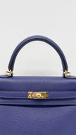 Preowned. Hermes Kelly 25 Blue Encre Togo GHW. CHT774CI|14148