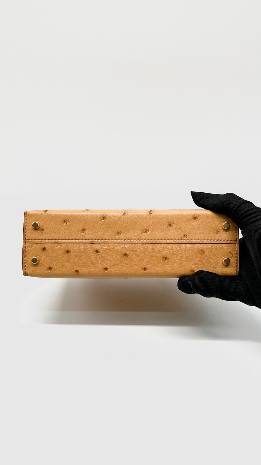 Brand New. Hermes Mini Kelly Ostrich Cognac GHW. BHT207AS|15352