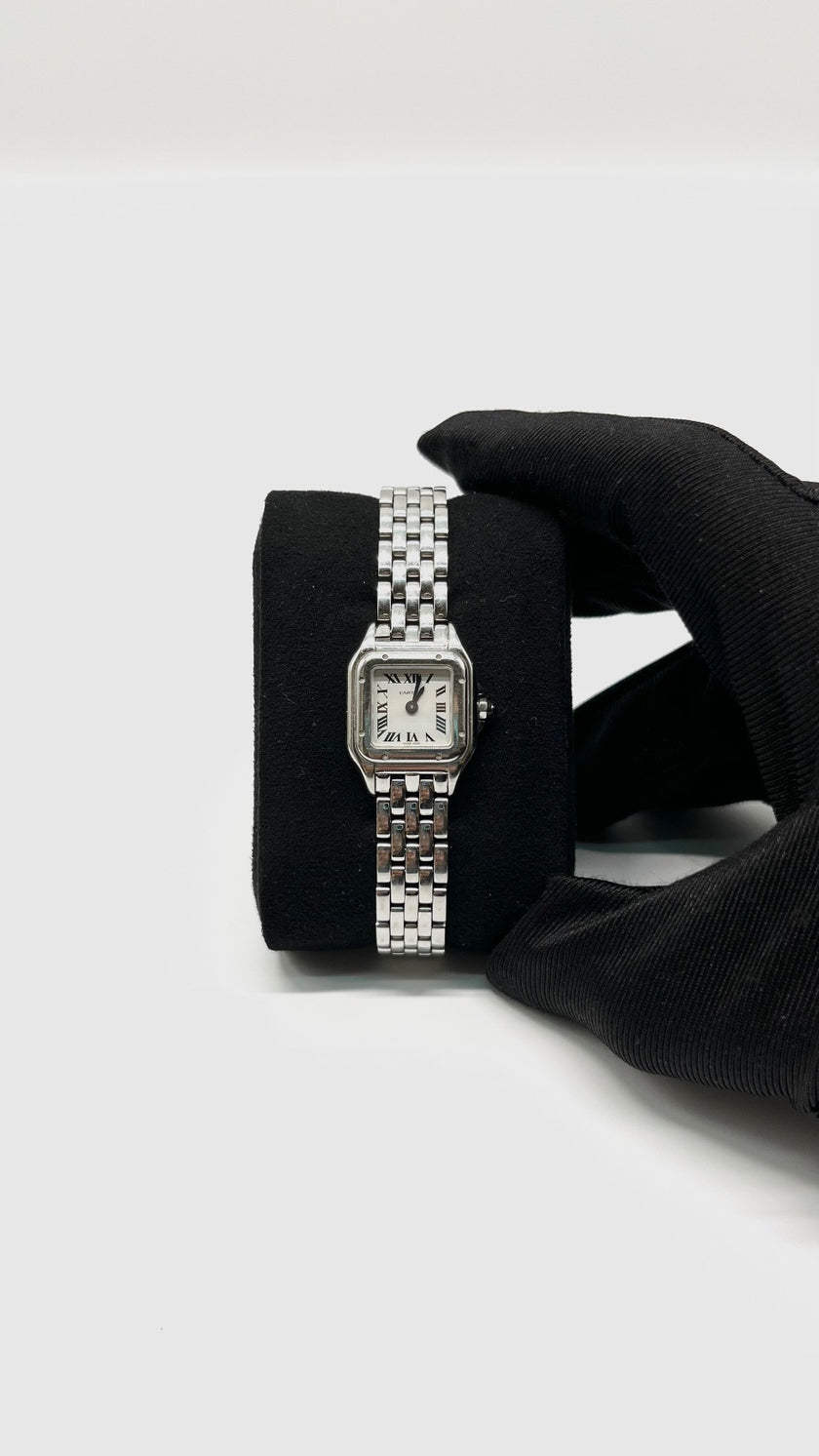 Preowned. Cartier Mini Panthere White Dial Roman All Steel 2001|10919