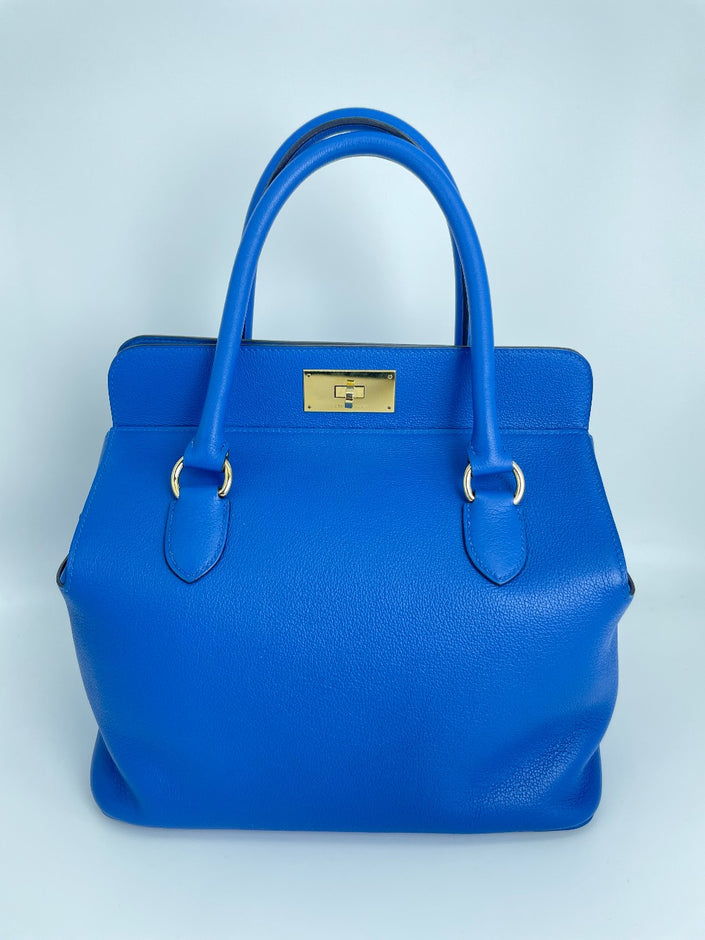 Preowned. Hermes Toolbox 26 Blue Zanzibar GHW. CBY011GN|3677