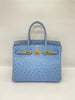 Preowned. Hermes Birkin 30 Blue Mykonos Ostrich GHW. DSA278CA|13190
