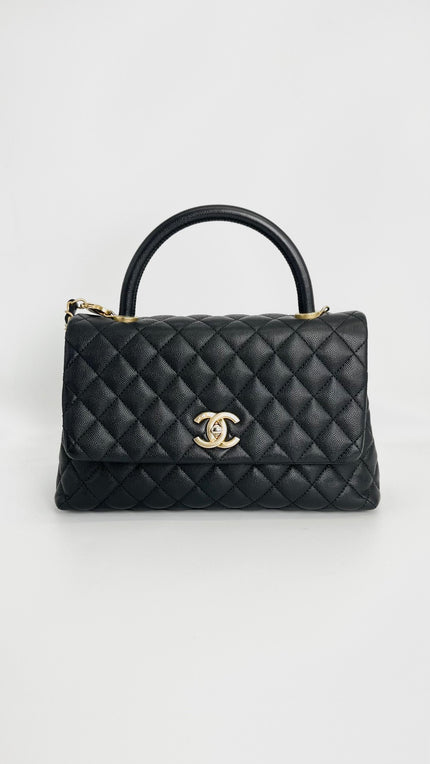 Preowned. Chanel Medium Coco Handle Black. 24190925|3990