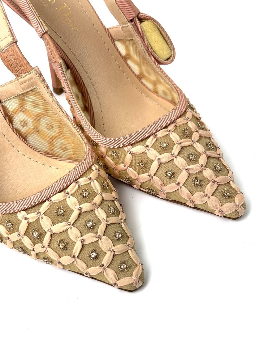 Like New. Dior Slingback Mesh Beige. 37|7433