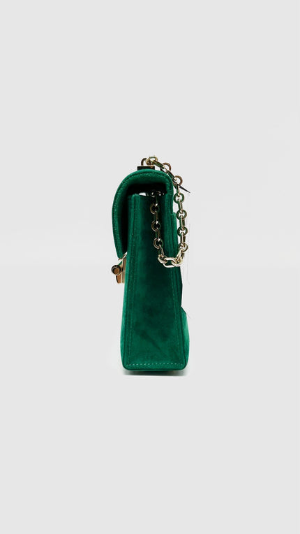 Brand New. Hermes Mini Verrou Chaine Suede Green GHW. UPI774SM|8796