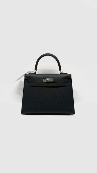 Brand New. Hermes Kelly 25 Black Epsom Sellier PHW. KMU951PA|14352