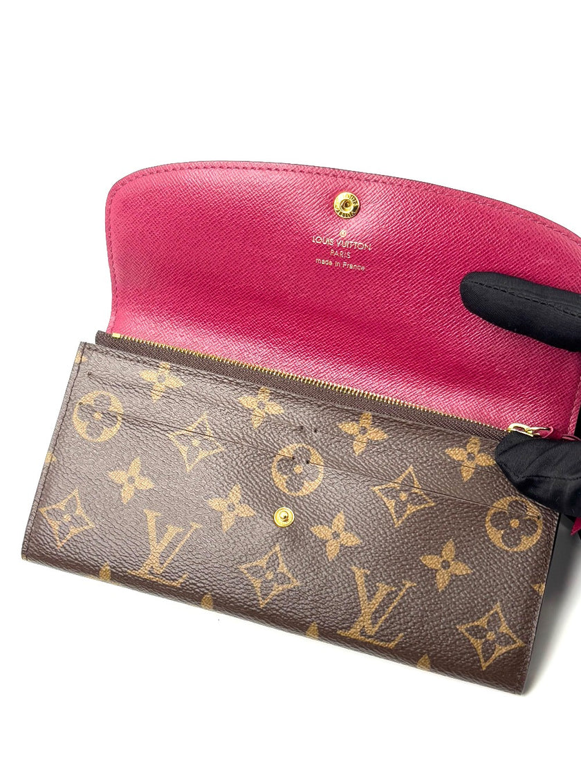 Preowned. LV Emily Fuchsia Monogram Long Wallet|6644
