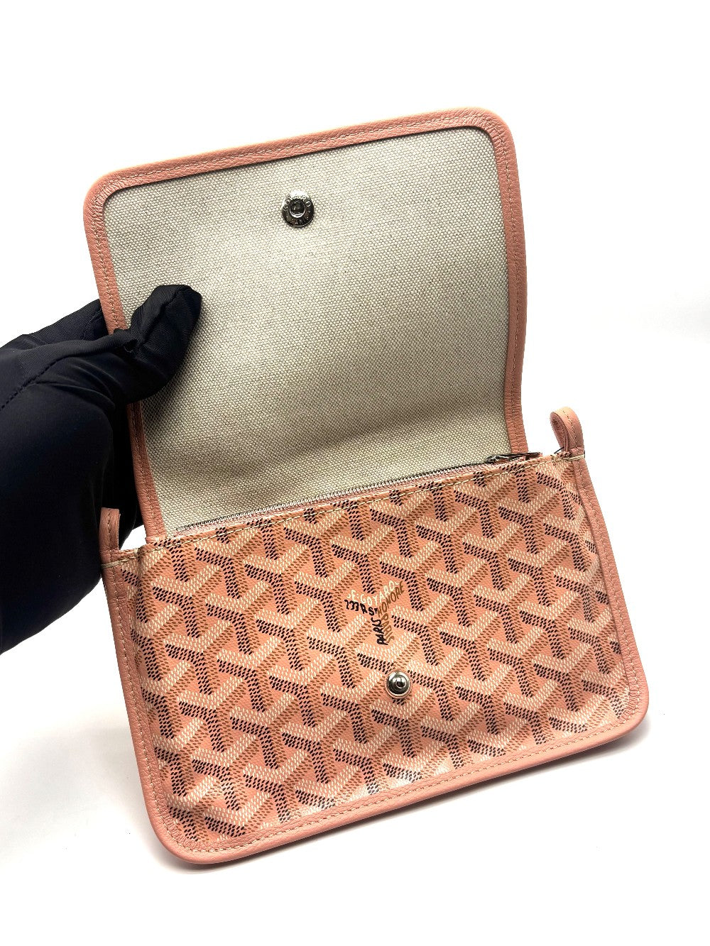 Like New. Goyard Plumet Pocket Wallet Rose Poudre SHW. ADM020226|17167