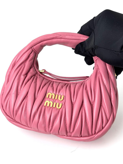 Like New. Miu Miu Wander Matelasse Hobo Bag Pink GHW|6038