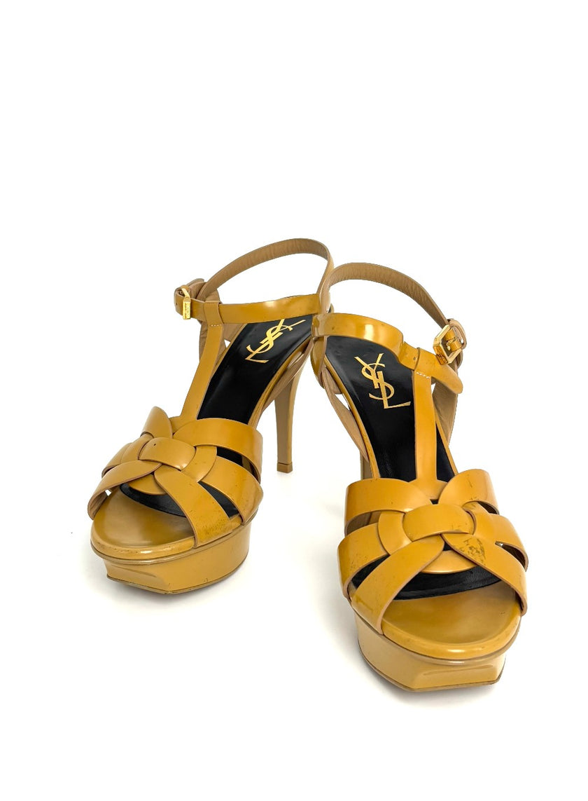 Preowned. YSL Tribute Heel Yellow. 38.5|8387
