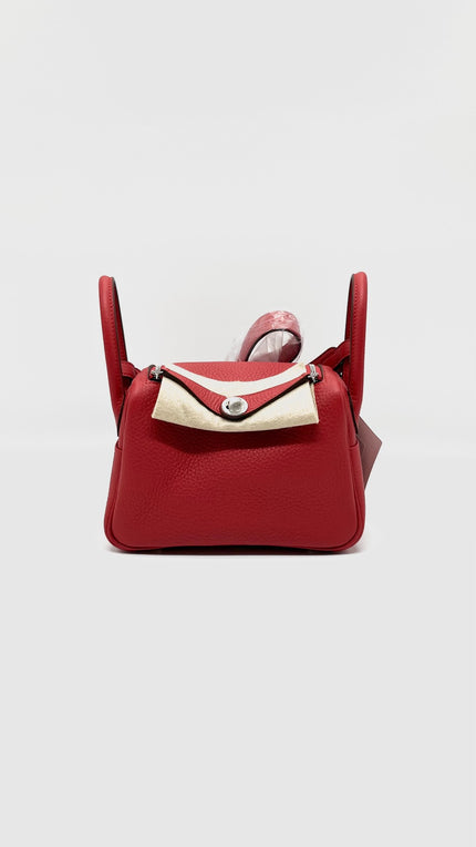 Brand New. Hermes Mini Lindy Rouge Radieux Togo PHW. KCT945KW|5294