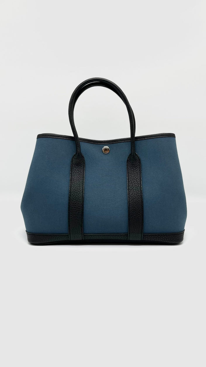 Brand New. Hermes GPT 30 Toile Tempete/Noir Negonda PHW. WAU002MM|5362
