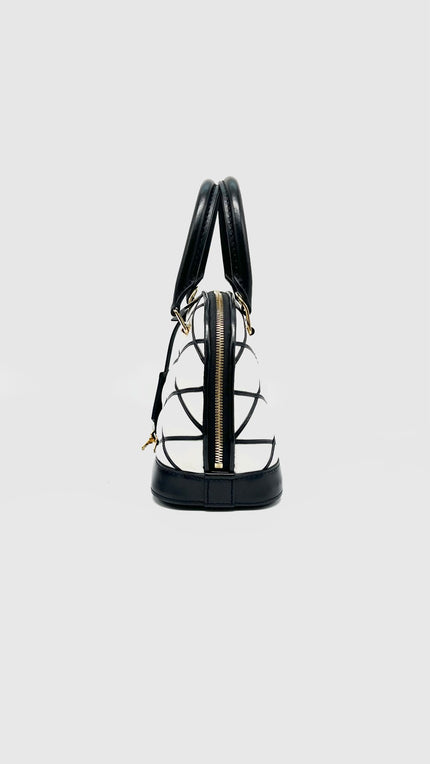 Preowned. LV Alma BB Malletage M23761 Lambskin Black/White GHW. MIcrochip|11972