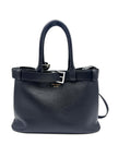 Preowned. Prada Buckle Tote Bag Black Calf SHW/GHW|17428